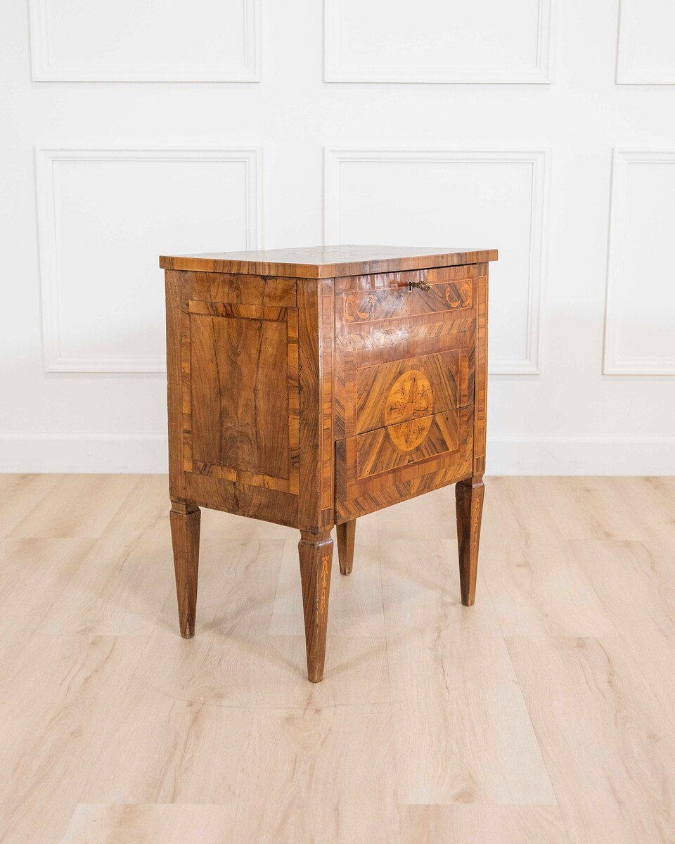 Walnut Bedside Table/nightstand, Louis XVI Style -xix Century - JAA
