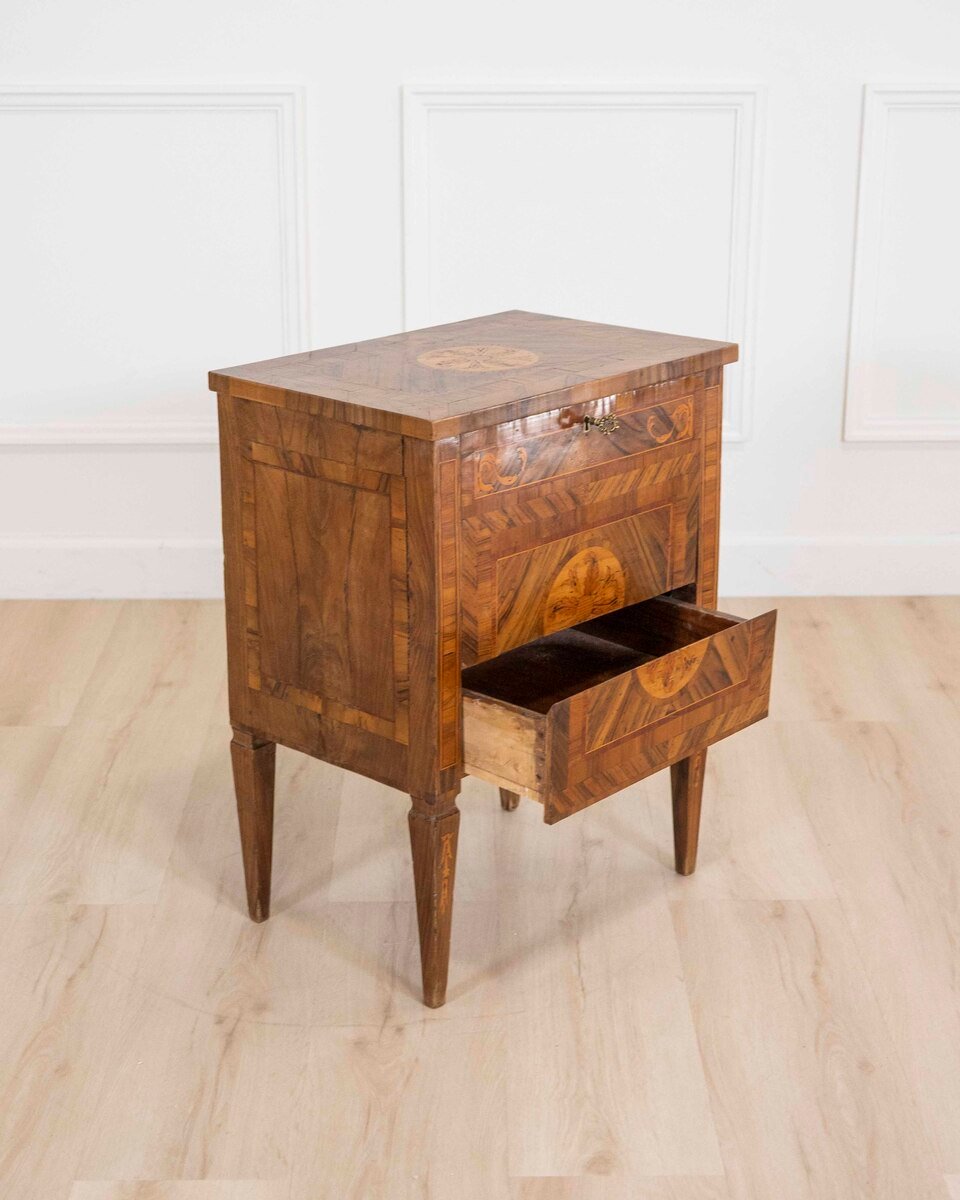 Walnut Bedside Table/nightstand, Louis XVI Style -xix Century - JAA