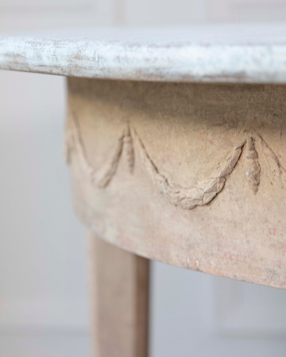 Pair of Swedish Gustavian Demi-Lune Console Tables in Oak, circa 1840–1860 - JAA