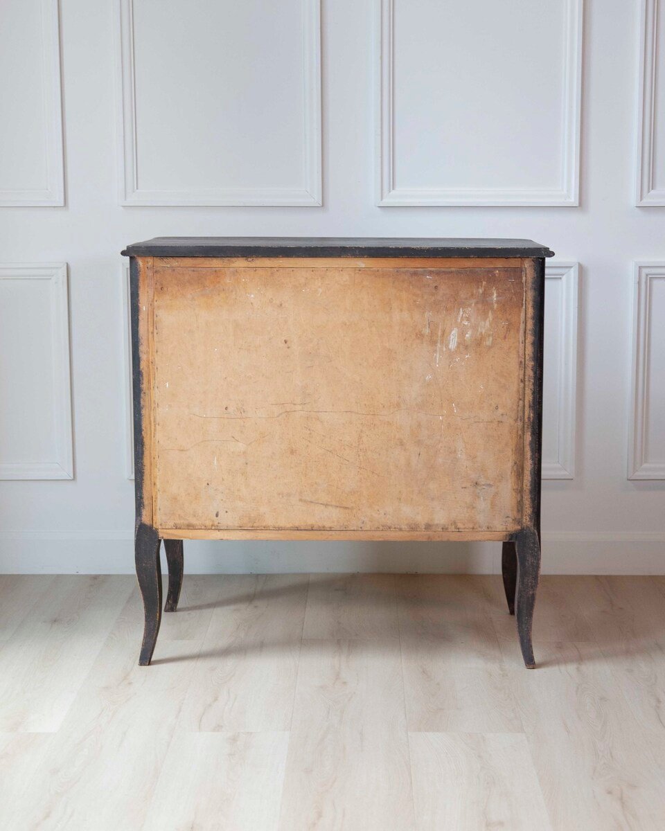 Swedish Neorococo Black-Painted Pine Chest of Drawers - JAA