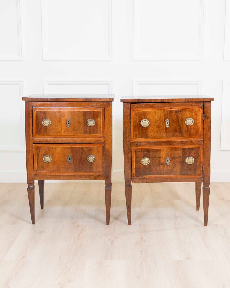 ON HOLD - Pair of 18th Century Tuscan Louis XVI Bedside Tables - JAA