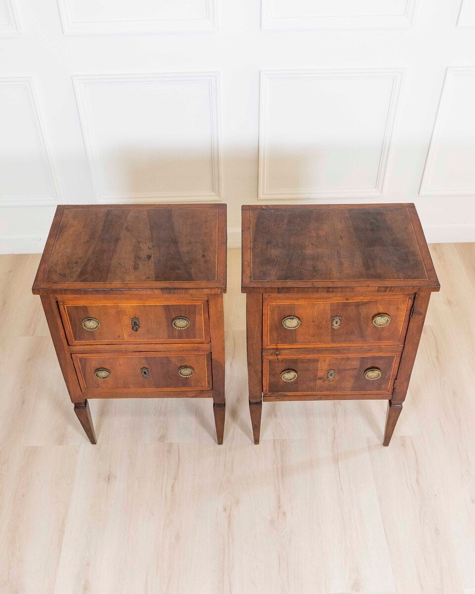 ON HOLD - Pair of 18th Century Tuscan Louis XVI Bedside Tables - JAA