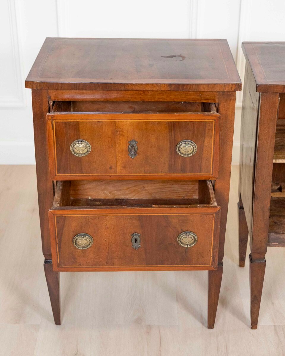 ON HOLD - Pair of 18th Century Tuscan Louis XVI Bedside Tables - JAA