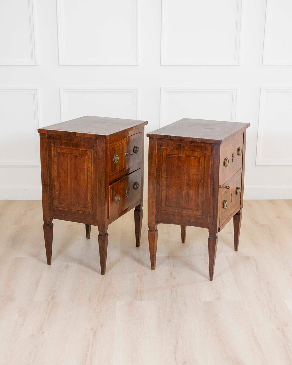 ON HOLD - Pair of 18th Century Tuscan Louis XVI Bedside Tables - JAA