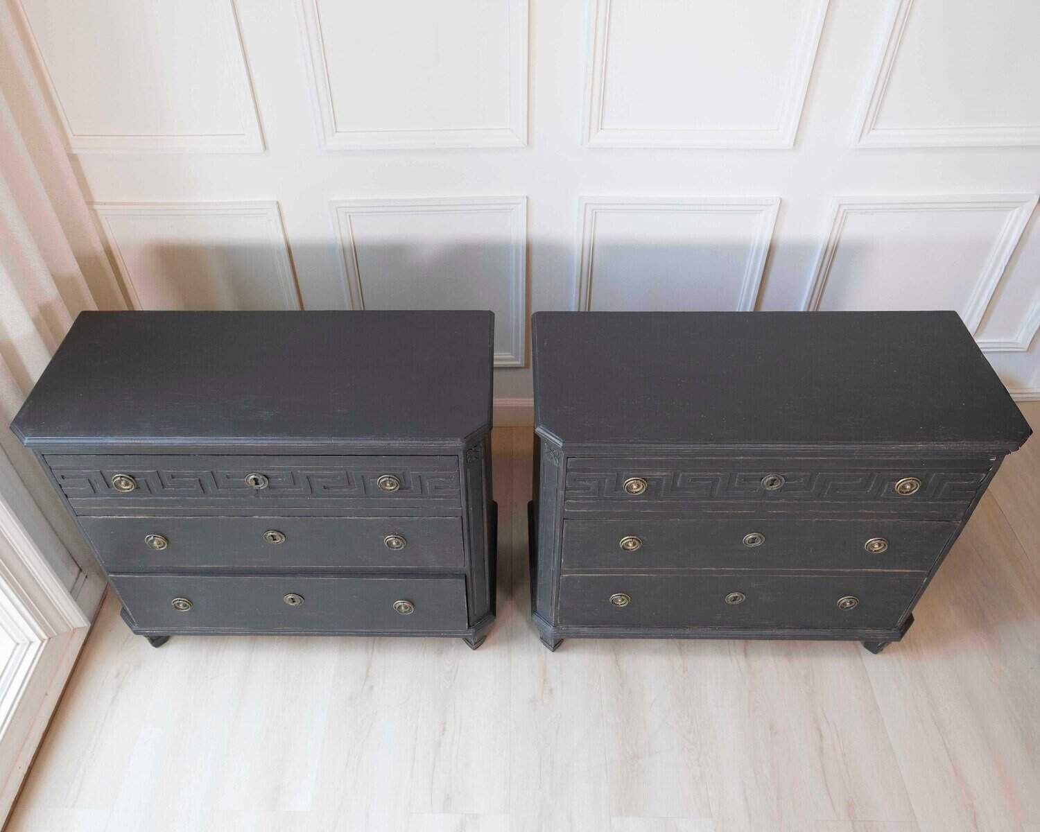 Pair of Swedish 19th Century Painted Chests of Drawers, c. 1850 - JAA