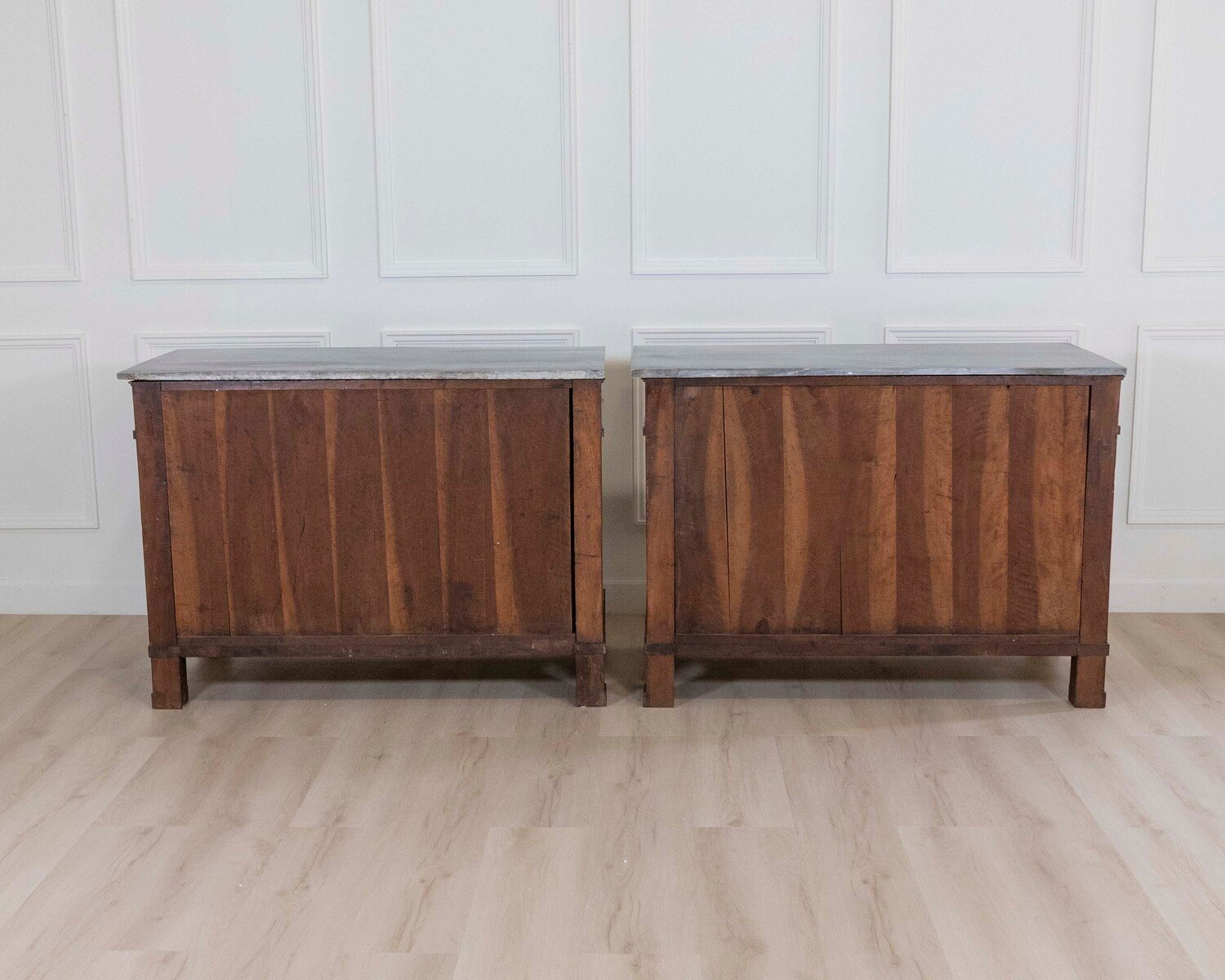 ON HOLD - Pair Of Walnut Empire Chests Of Drawers 1810 With Marble Tops - JAA