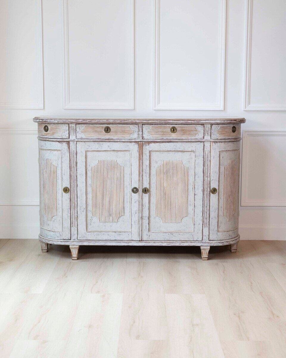 Swedish 19th Century Gustavian Style Four-Door Demi Lune Buffet, c. 1880 - JAA
