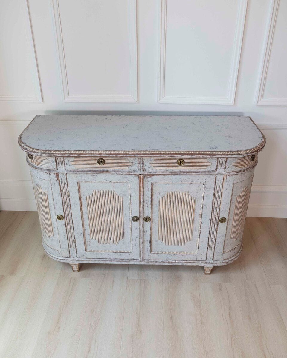 Swedish 19th Century Gustavian Style Four-Door Demi Lune Buffet, c. 1880 - JAA