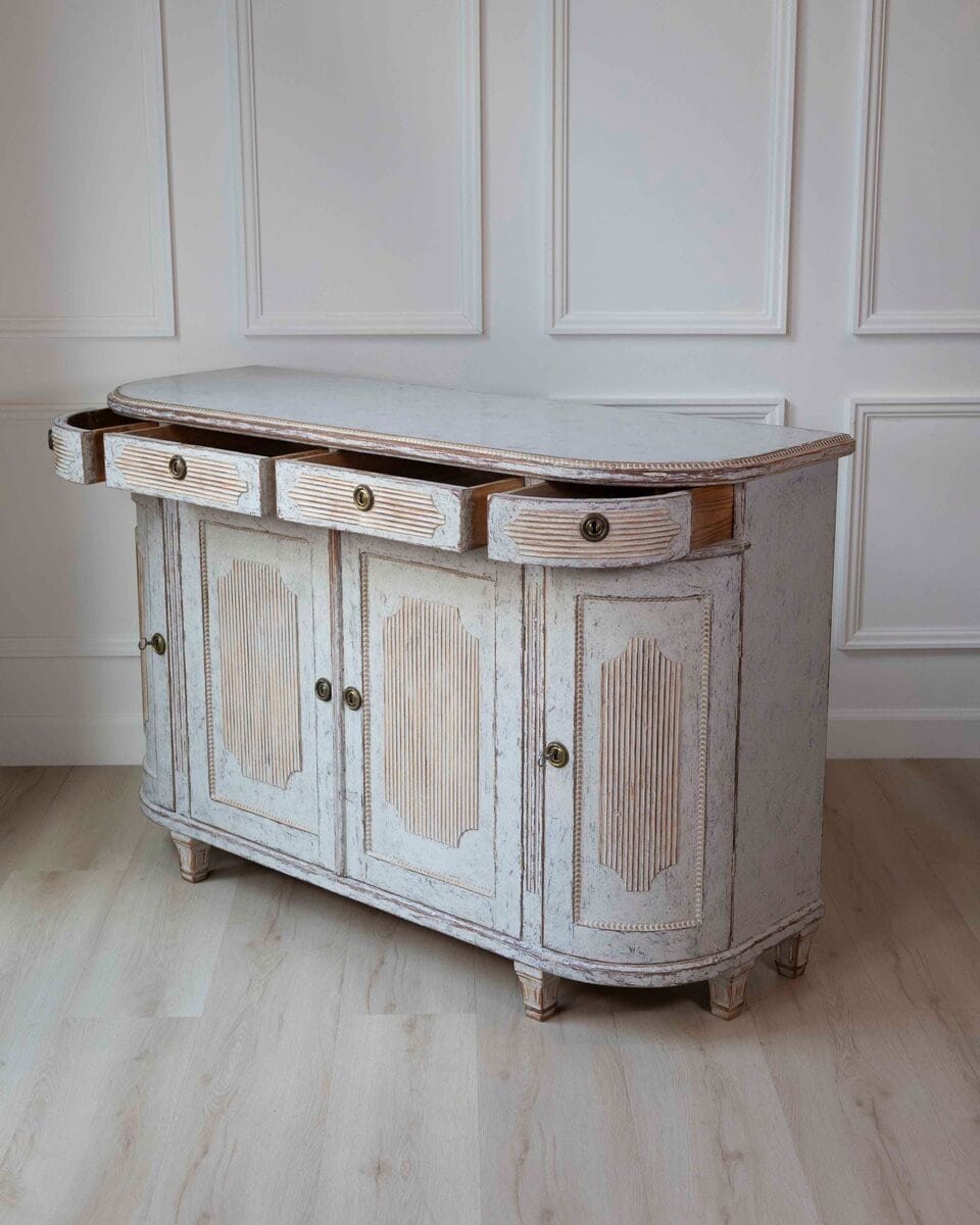 Swedish 19th Century Gustavian Style Four-Door Demi Lune Buffet, c. 1880 - JAA