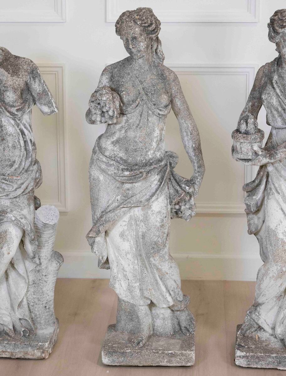 Set of Four Italian 1930s Neoclassical Garden Sculptures, The Four Seasons - JAA