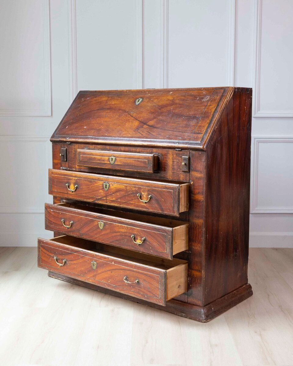 Swedish Mid-19th Century Painted Secretary Desk with Original Finish, c.1848 - JAA