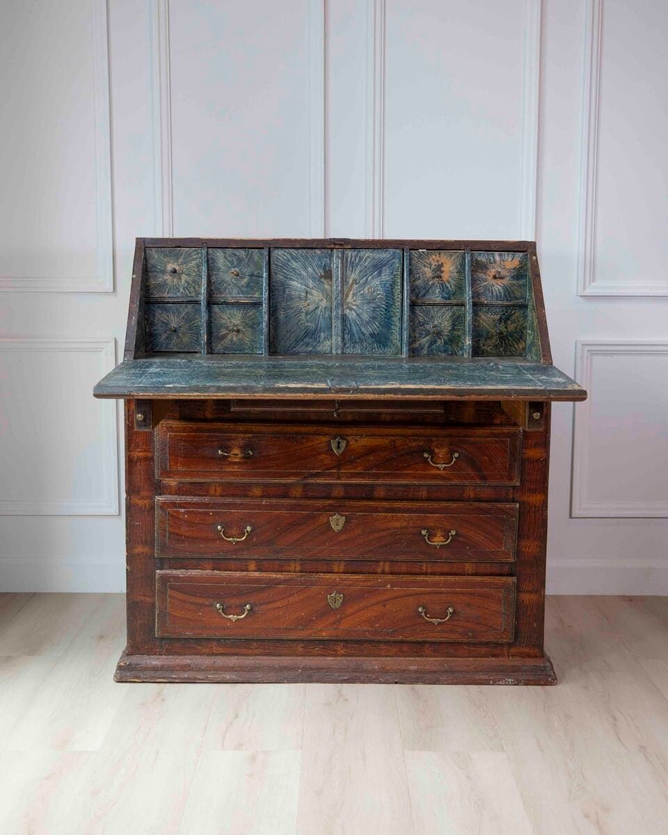Swedish Mid-19th Century Painted Secretary Desk with Original Finish, c.1848 - JAA