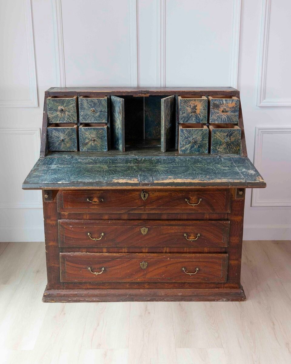 Swedish Mid-19th Century Painted Secretary Desk with Original Finish, c.1848 - JAA