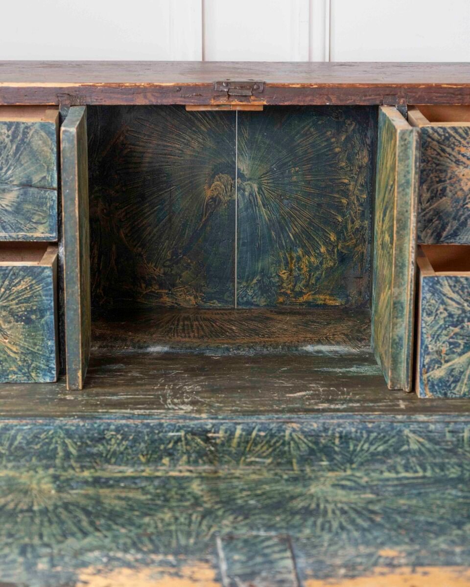 Swedish Mid-19th Century Painted Secretary Desk with Original Finish, c.1848 - JAA