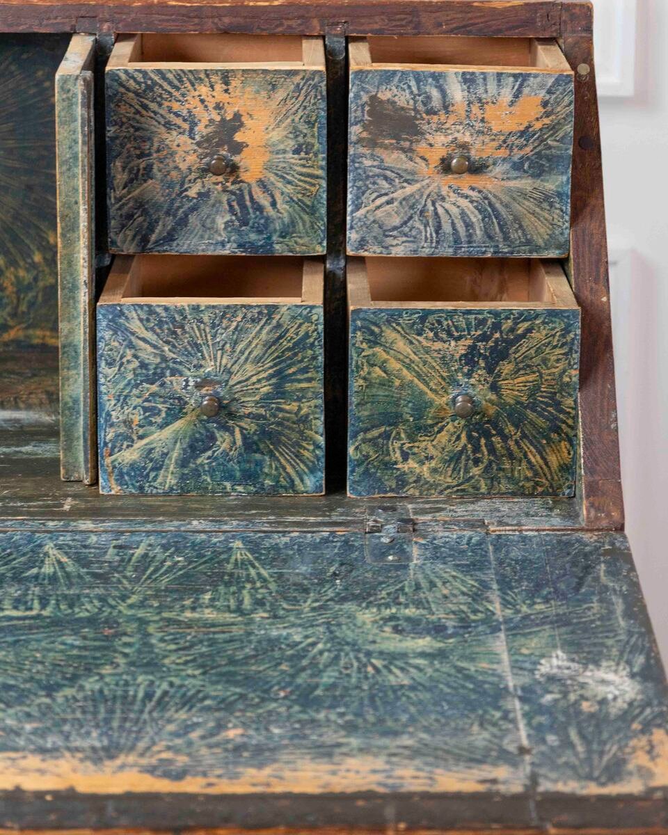 Swedish Mid-19th Century Painted Secretary Desk with Original Finish, c.1848 - JAA