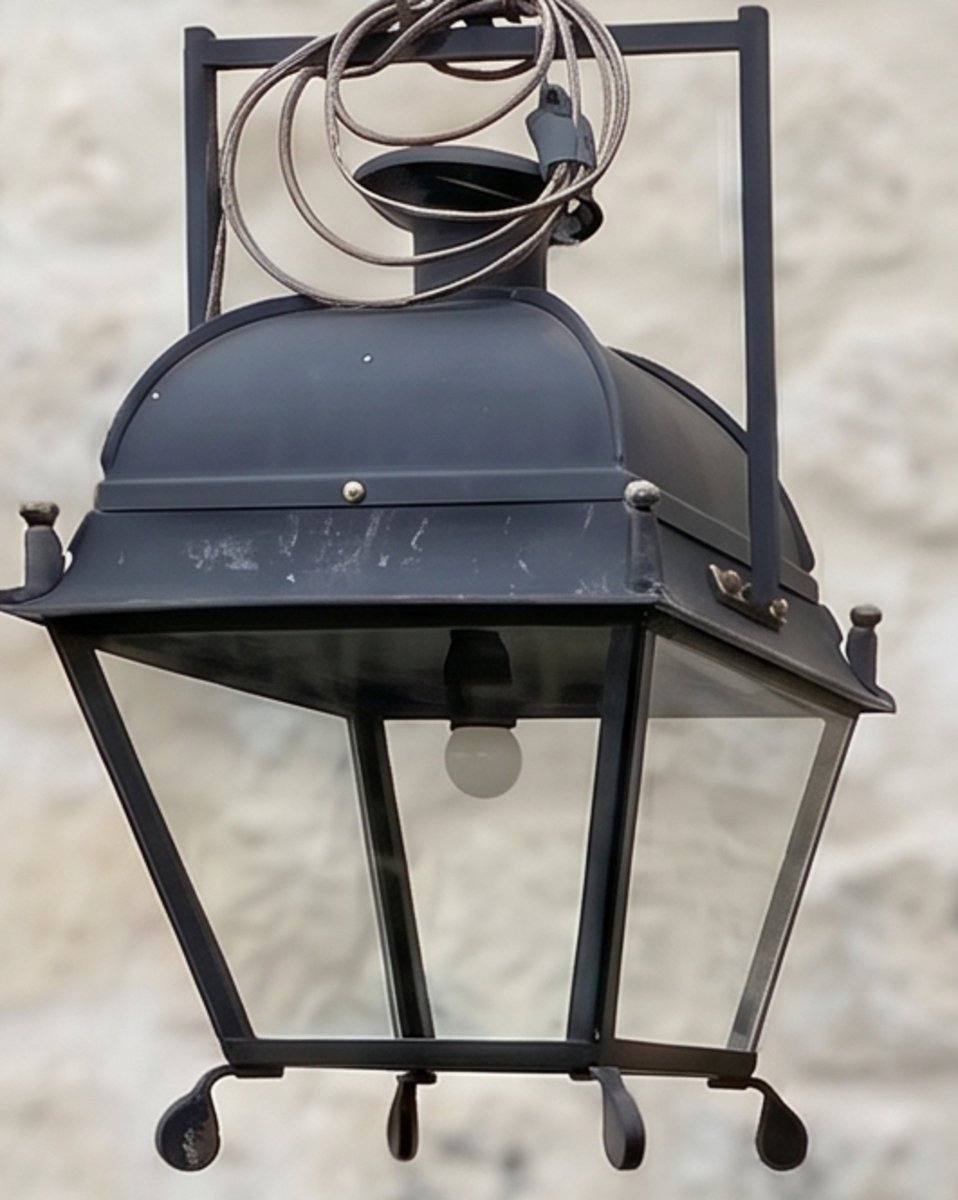 Set of Six French Iron Lanterns with Domed Tops, Circa 1900. Price per lanter. - JAA