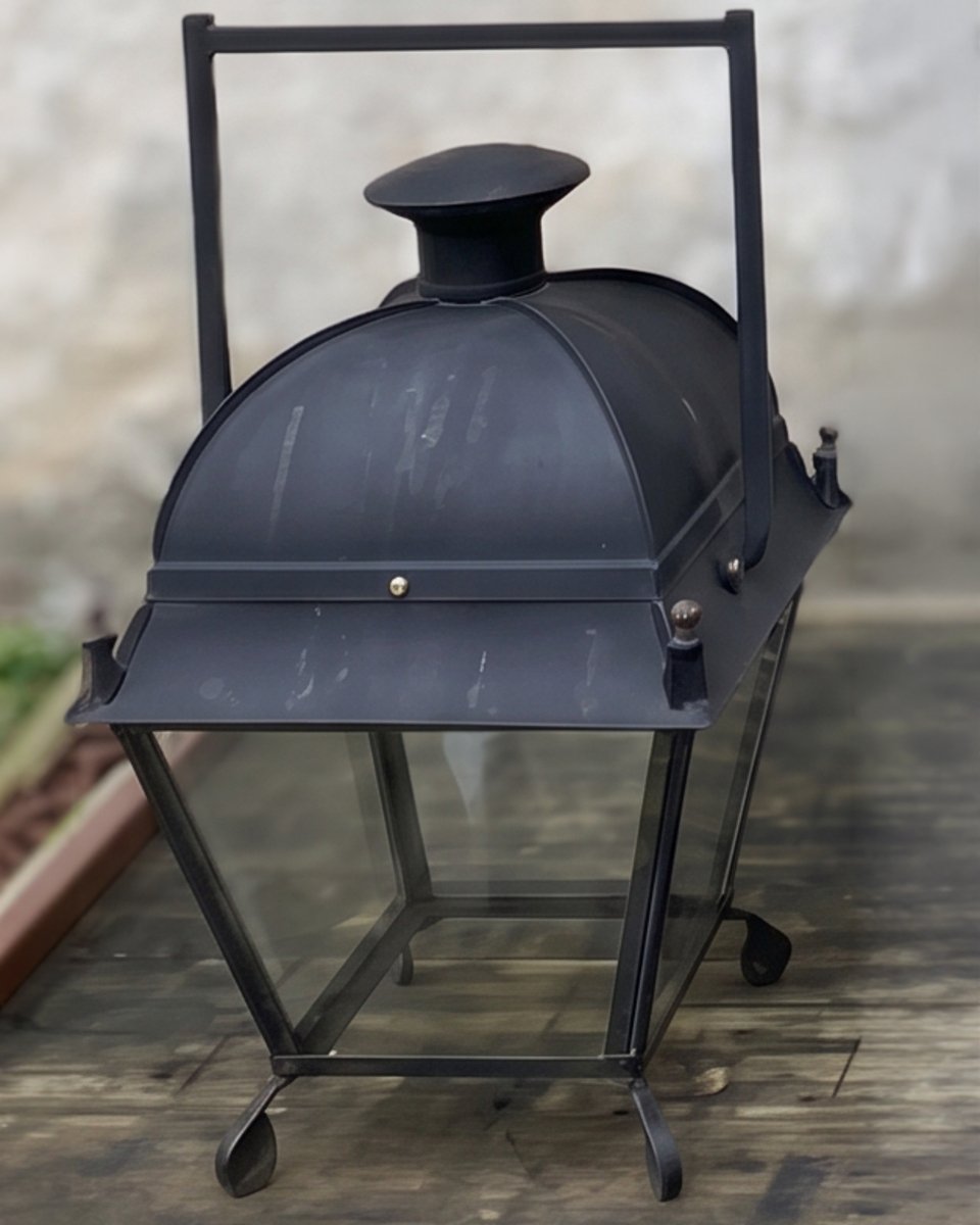 Set of Six French Iron Lanterns with Domed Tops, Circa 1900. Price per lanter. - JAA