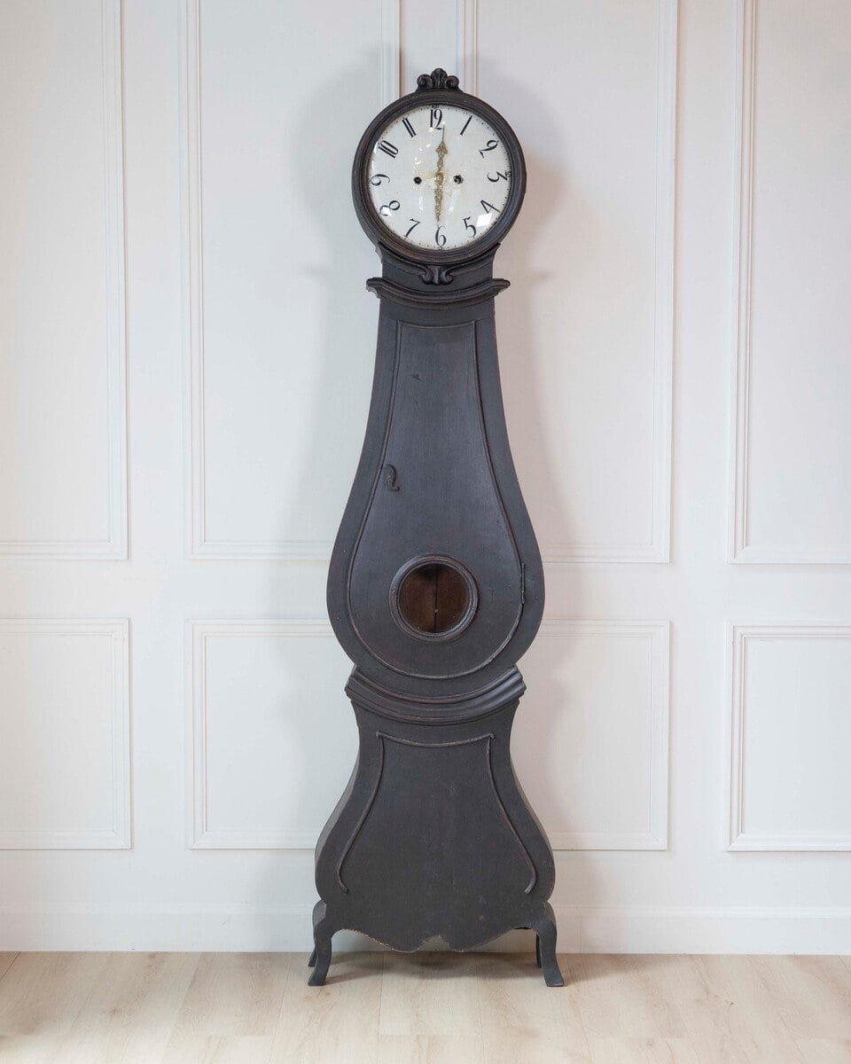 19th Century Swedish Mora Clock in Black Paint - JAA