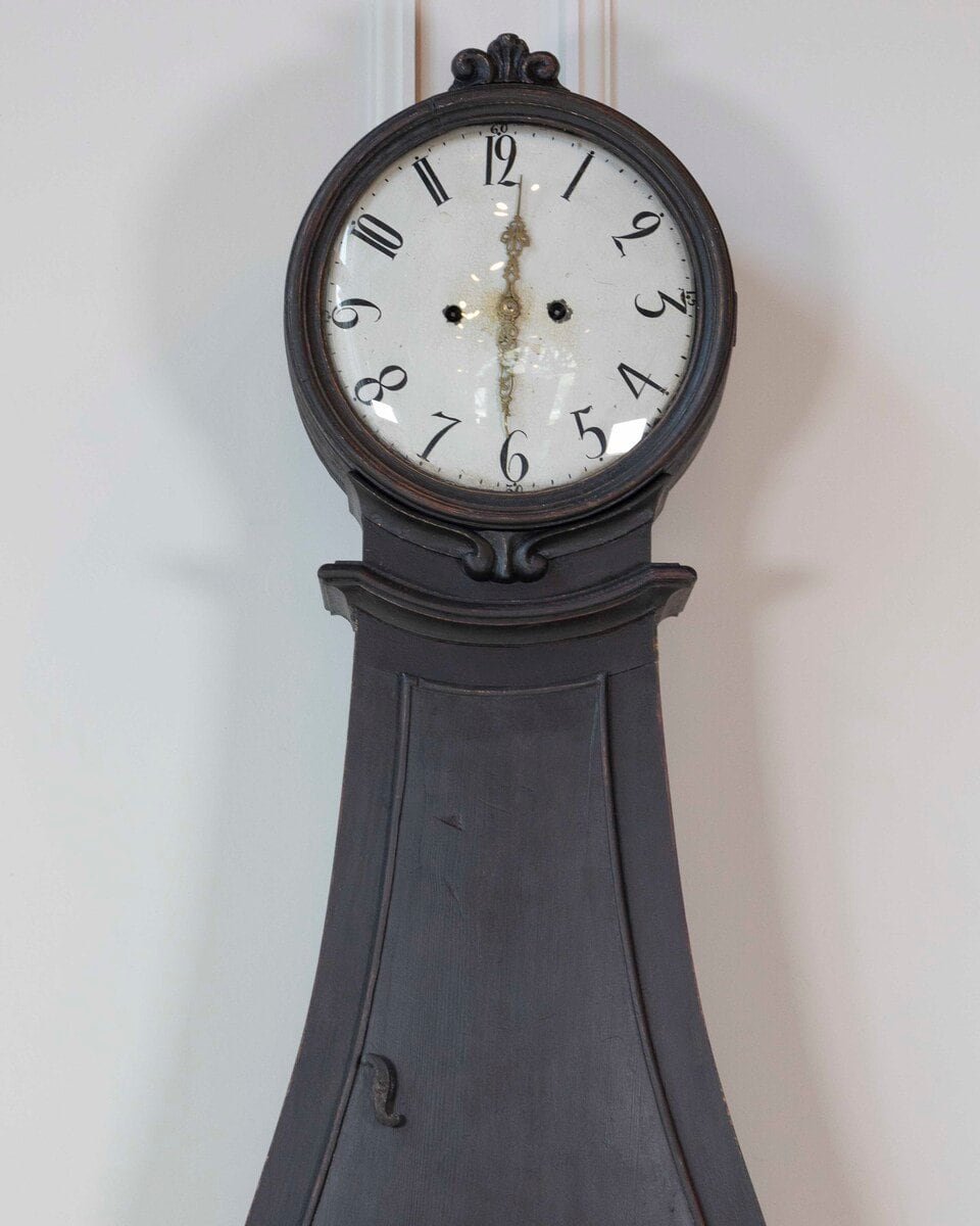 19th Century Swedish Mora Clock in Black Paint - JAA