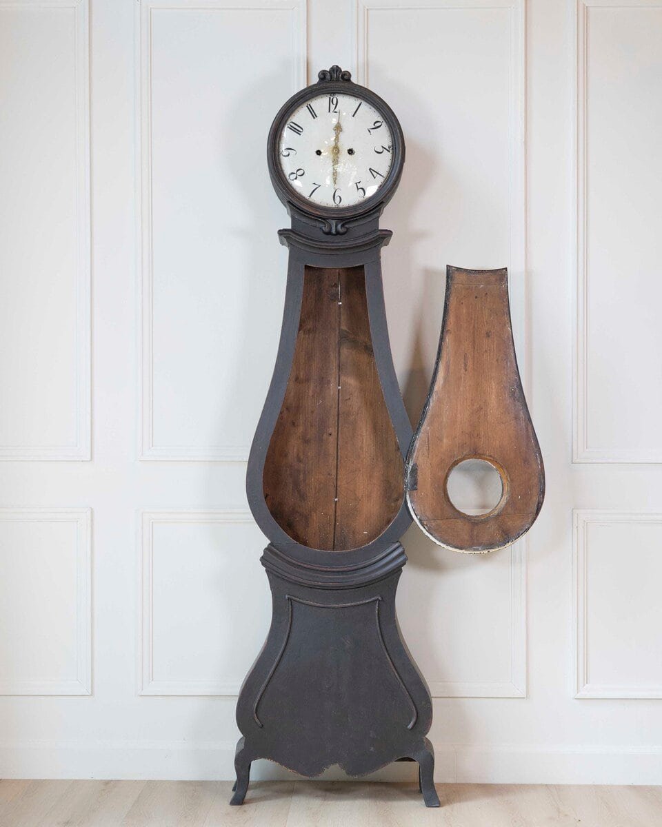 19th Century Swedish Mora Clock in Black Paint - JAA