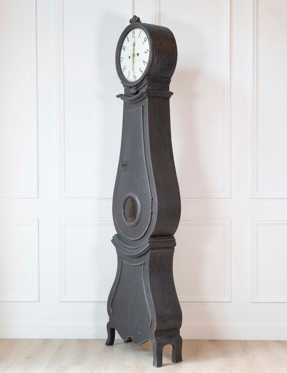 19th Century Swedish Mora Clock in Black Paint - JAA