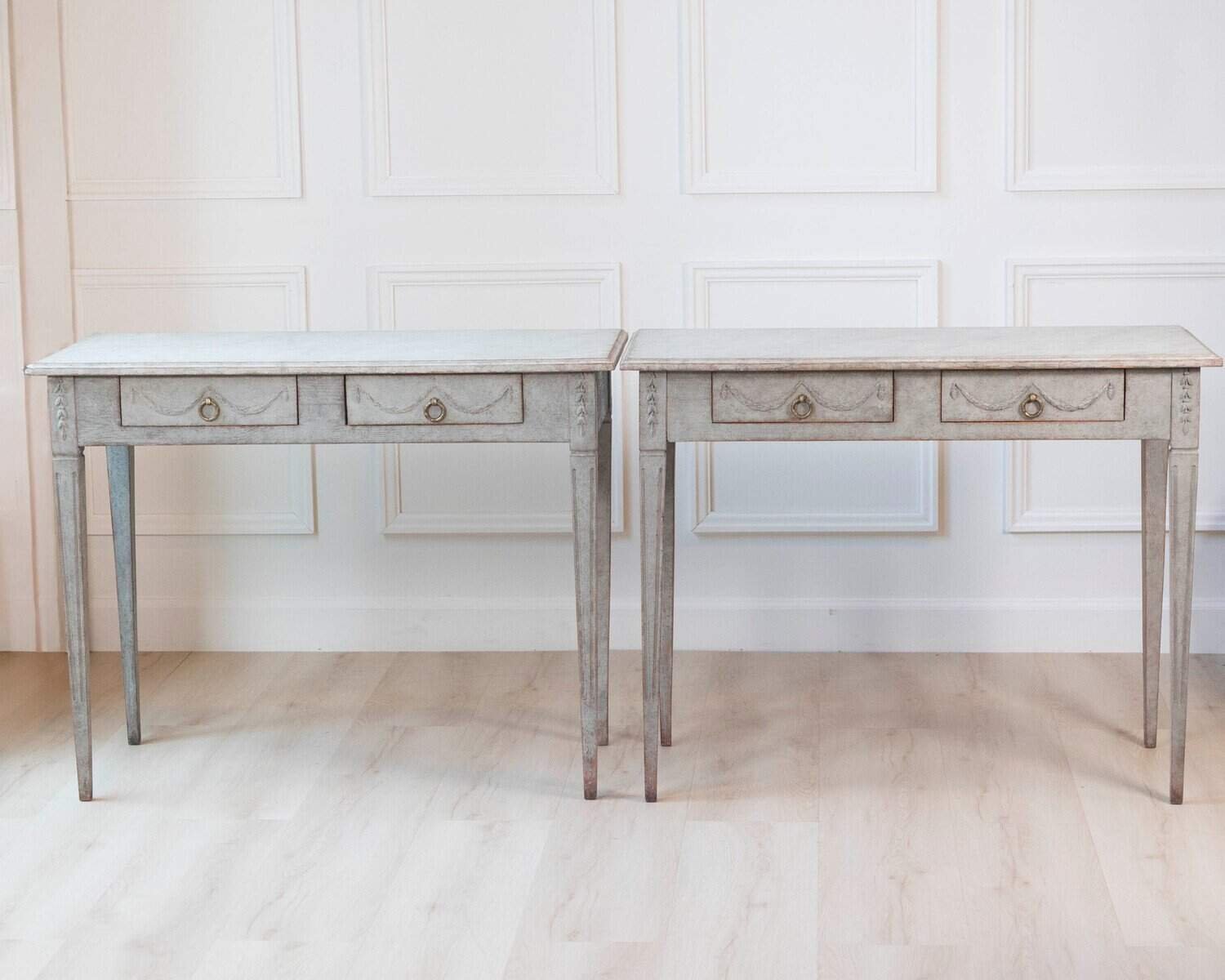 Pair of 19th Century Swedish Gustavian Painted Console Tables - JAA