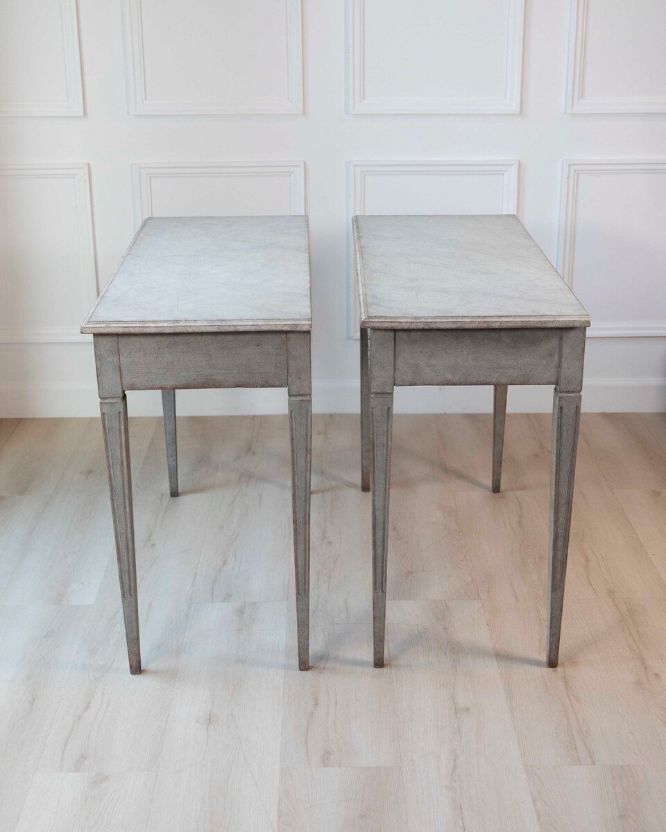 Pair of 19th Century Swedish Gustavian Painted Console Tables - JAA