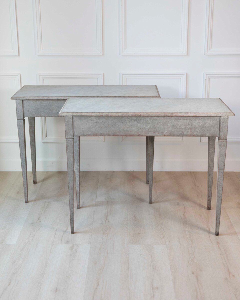 Pair of 19th Century Swedish Gustavian Painted Console Tables - JAA