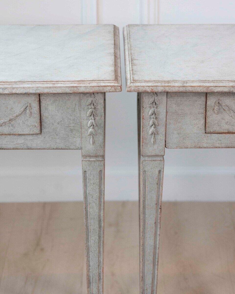 Pair of 19th Century Swedish Gustavian Painted Console Tables - JAA