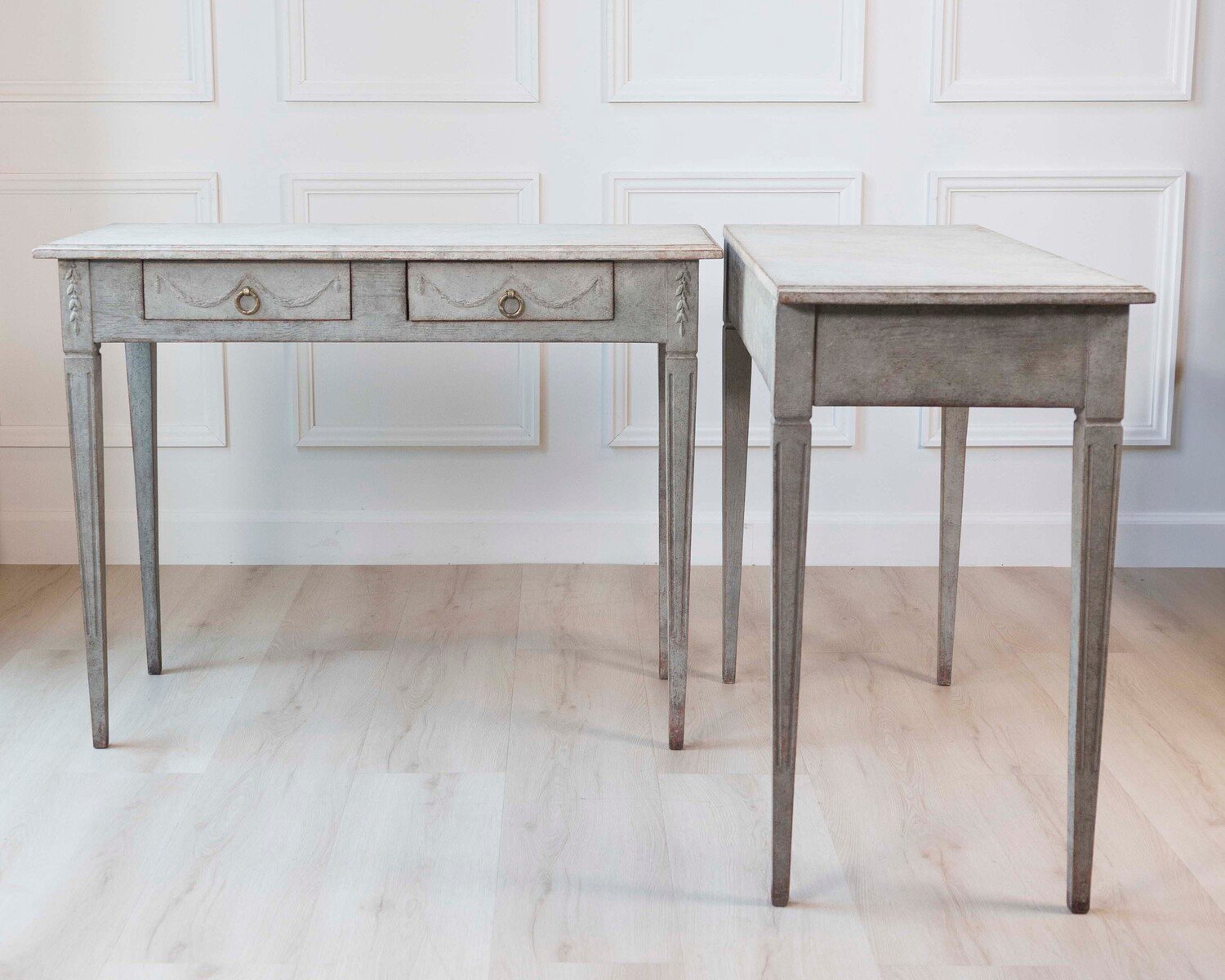 Pair of 19th Century Swedish Gustavian Painted Console Tables - JAA