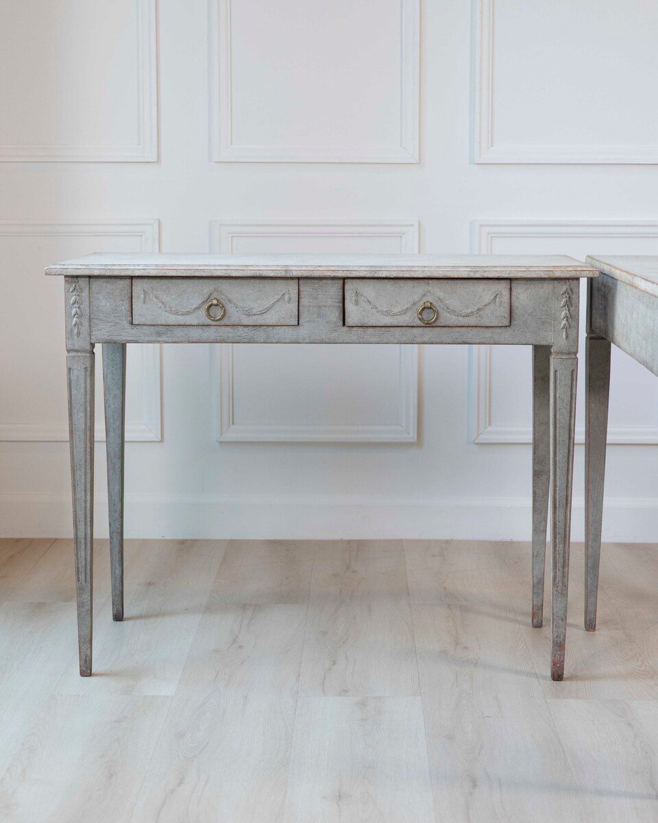 Pair of 19th Century Swedish Gustavian Painted Console Tables - JAA