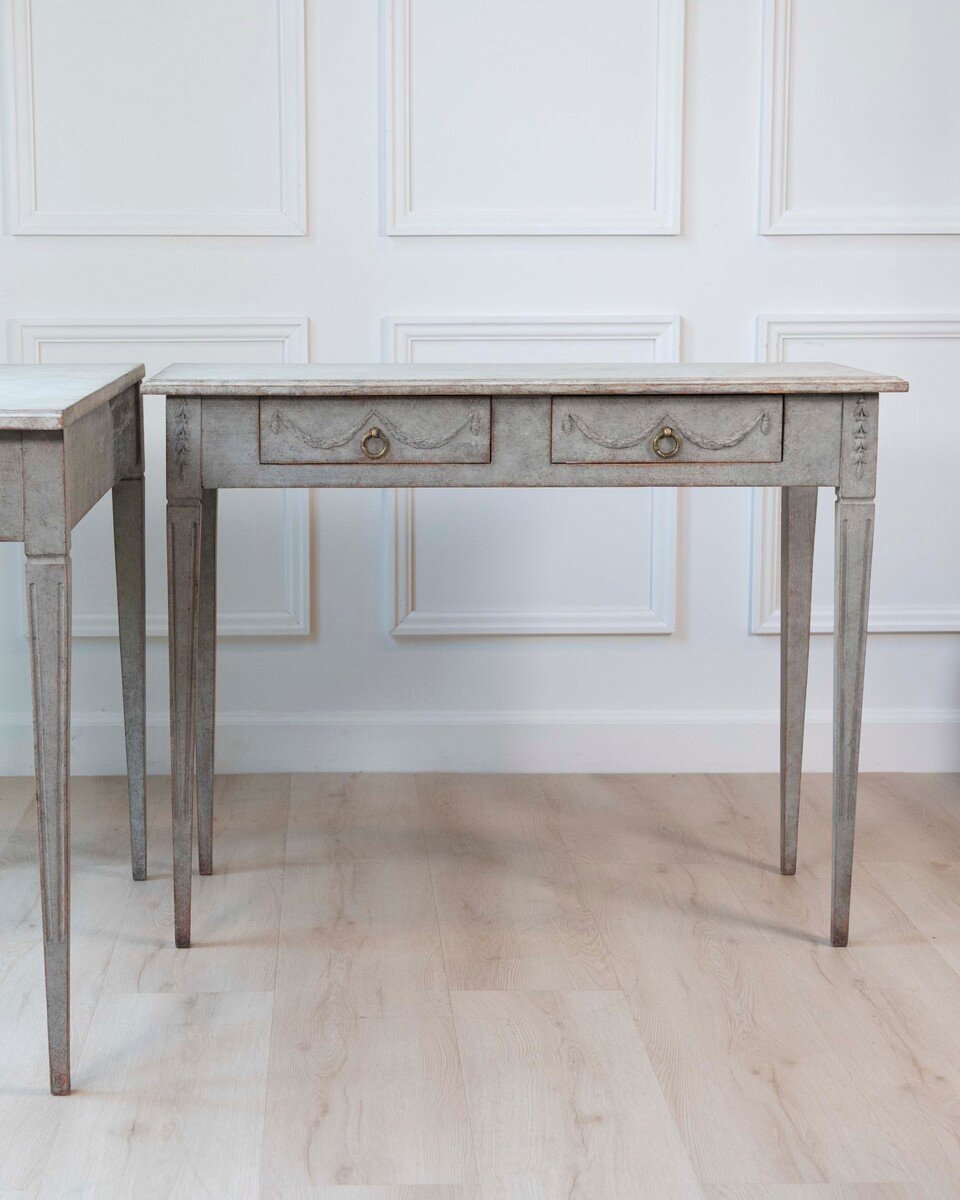 Pair of 19th Century Swedish Gustavian Painted Console Tables - JAA