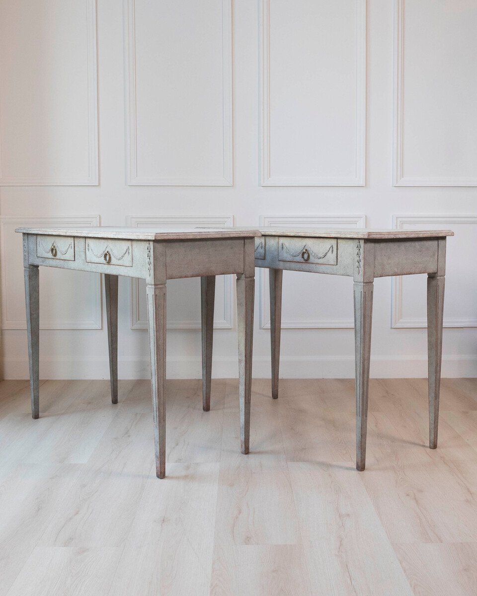 Pair of 19th Century Swedish Gustavian Painted Console Tables - JAA