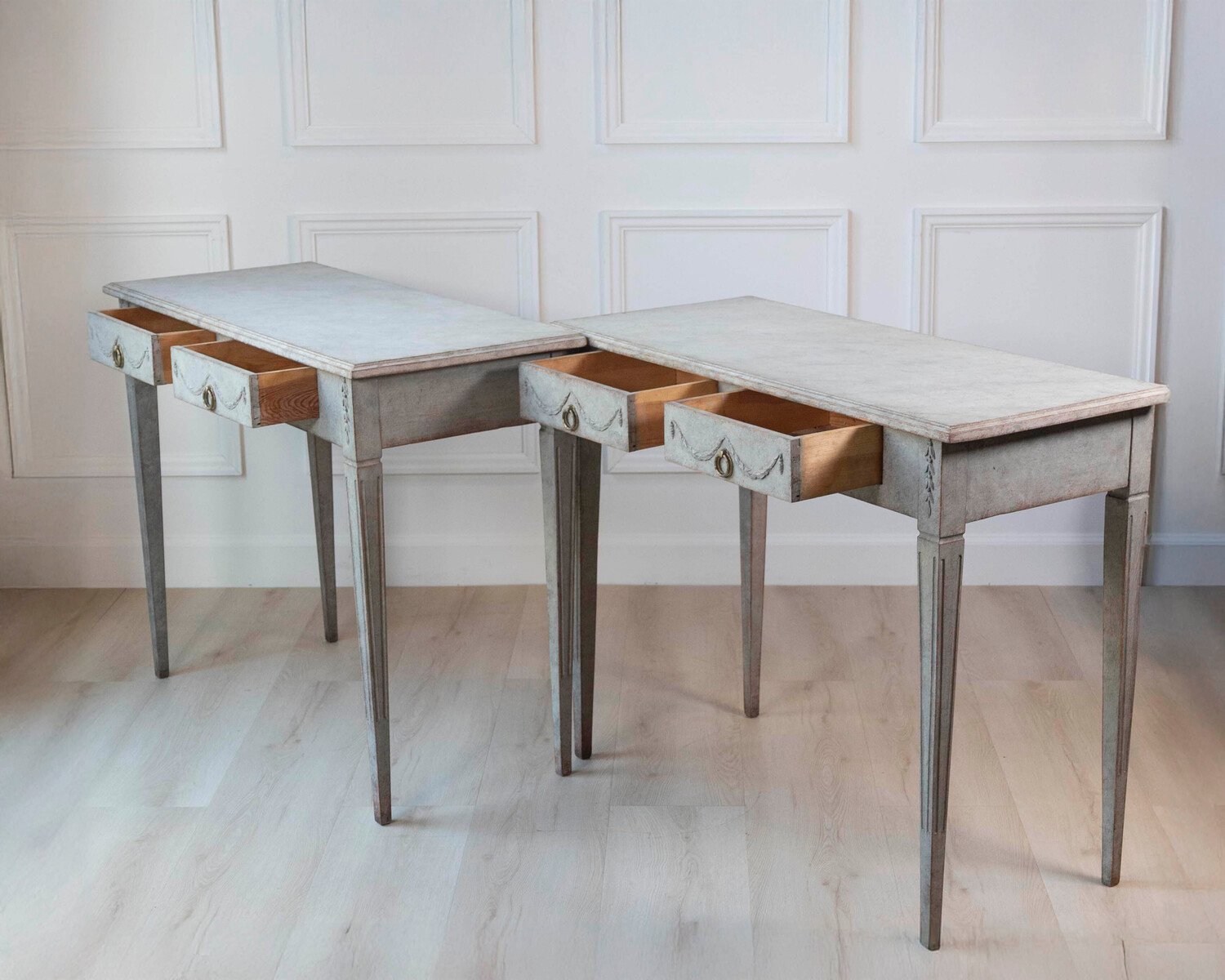 Pair of 19th Century Swedish Gustavian Painted Console Tables - JAA