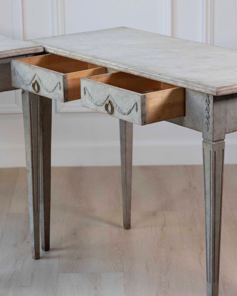 Pair of 19th Century Swedish Gustavian Painted Console Tables - JAA