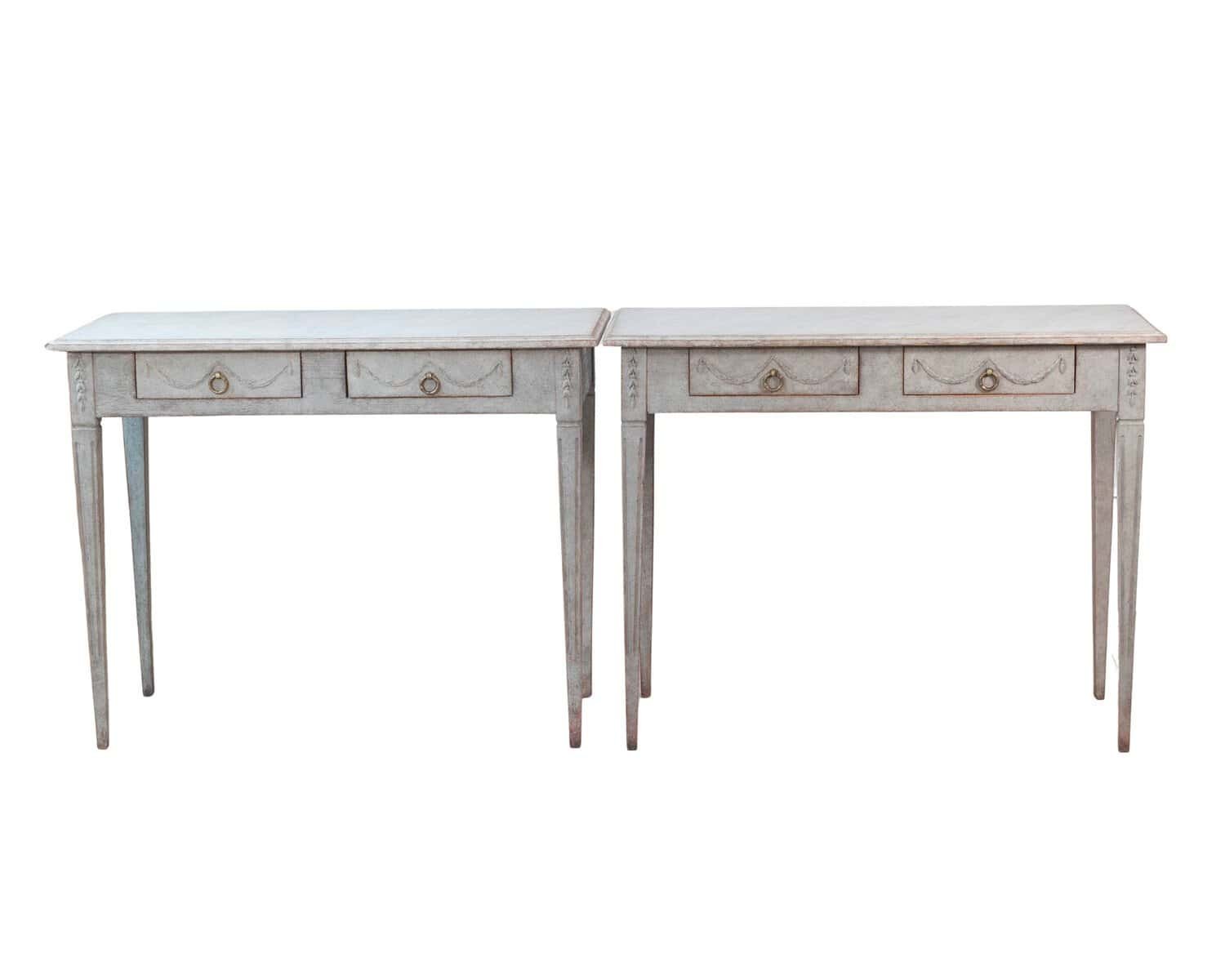 Pair of 19th Century Swedish Gustavian Painted Console Tables