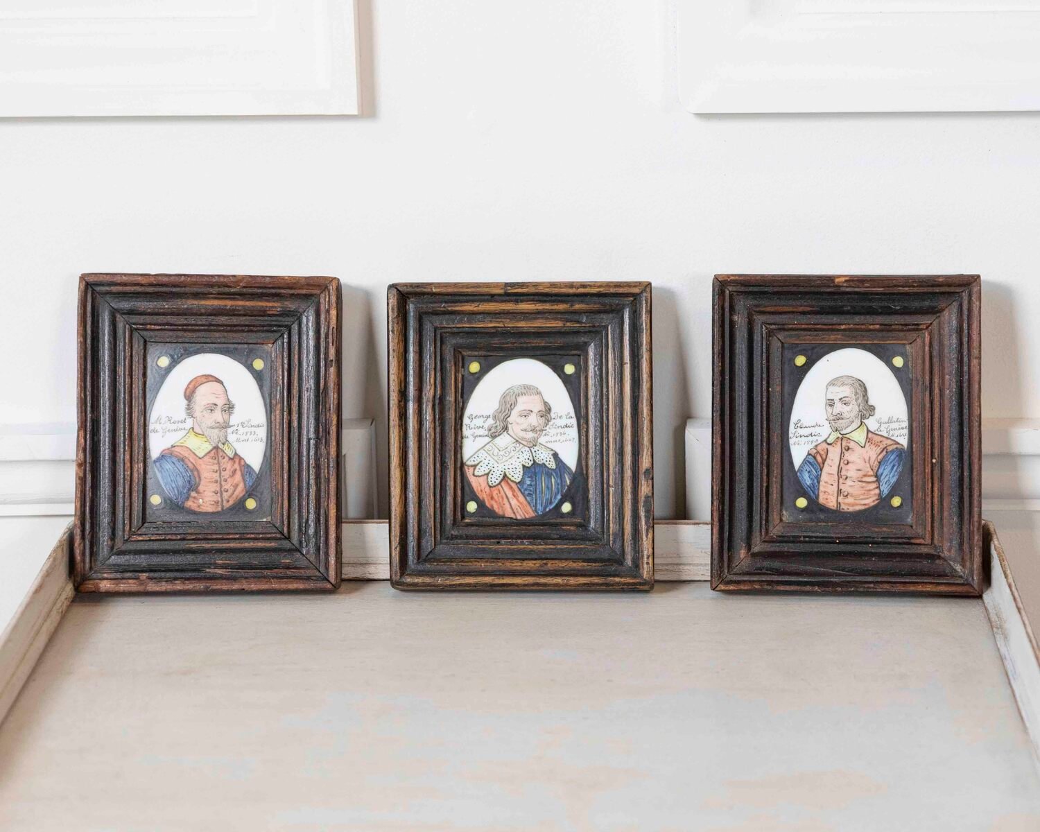 Swiss 19th Century Set of Three Haute Époque Miniatures on Porcelain - JAA