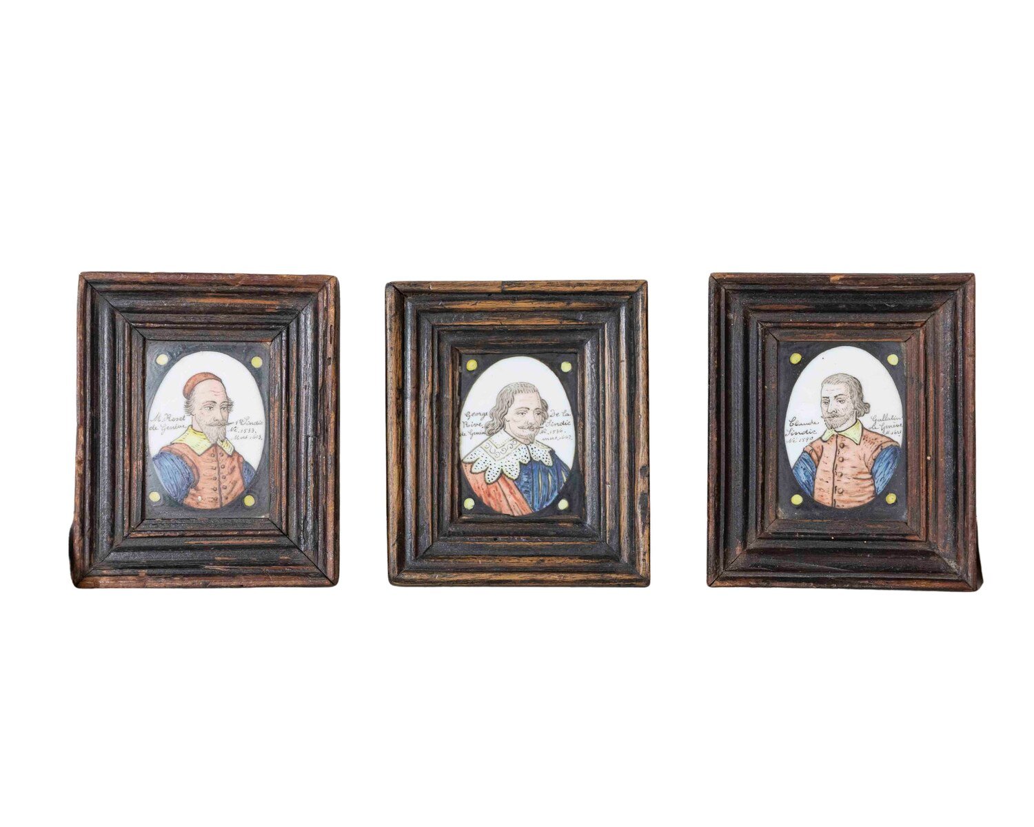 Swiss 19th Century Set of Three Haute Époque Miniatures on Porcelain