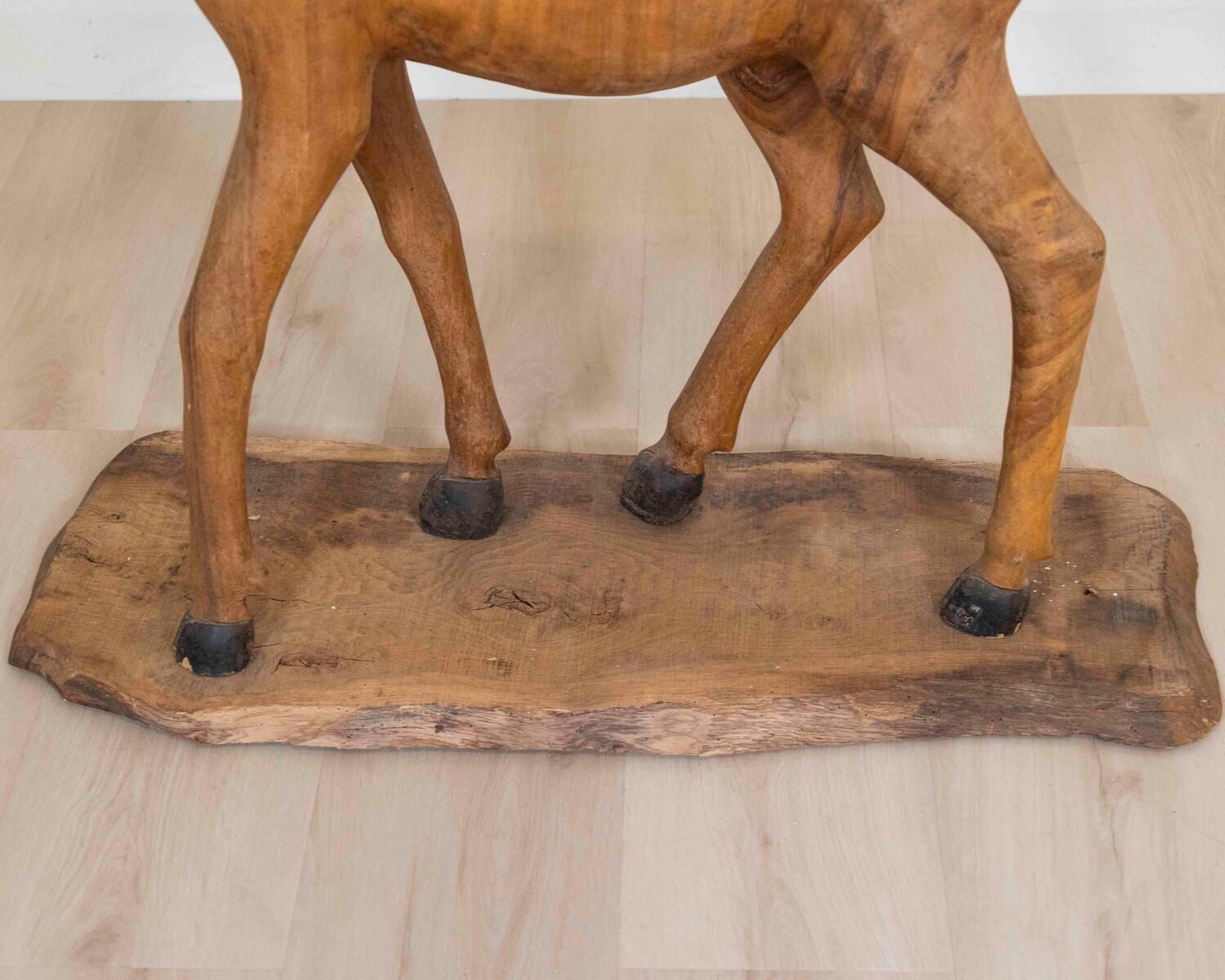 Italian 20th Century Life-Size Walnut Deer Sculpture - JAA
