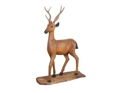 Italian 20th Century Life-Size Walnut Deer Sculpture