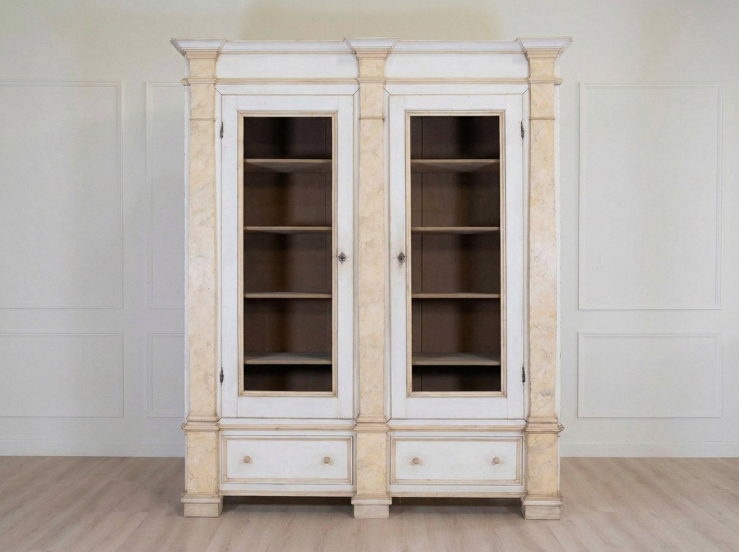 19th Century Empire-Style Lacquered Bookcase — Italian Grand Library - JAA