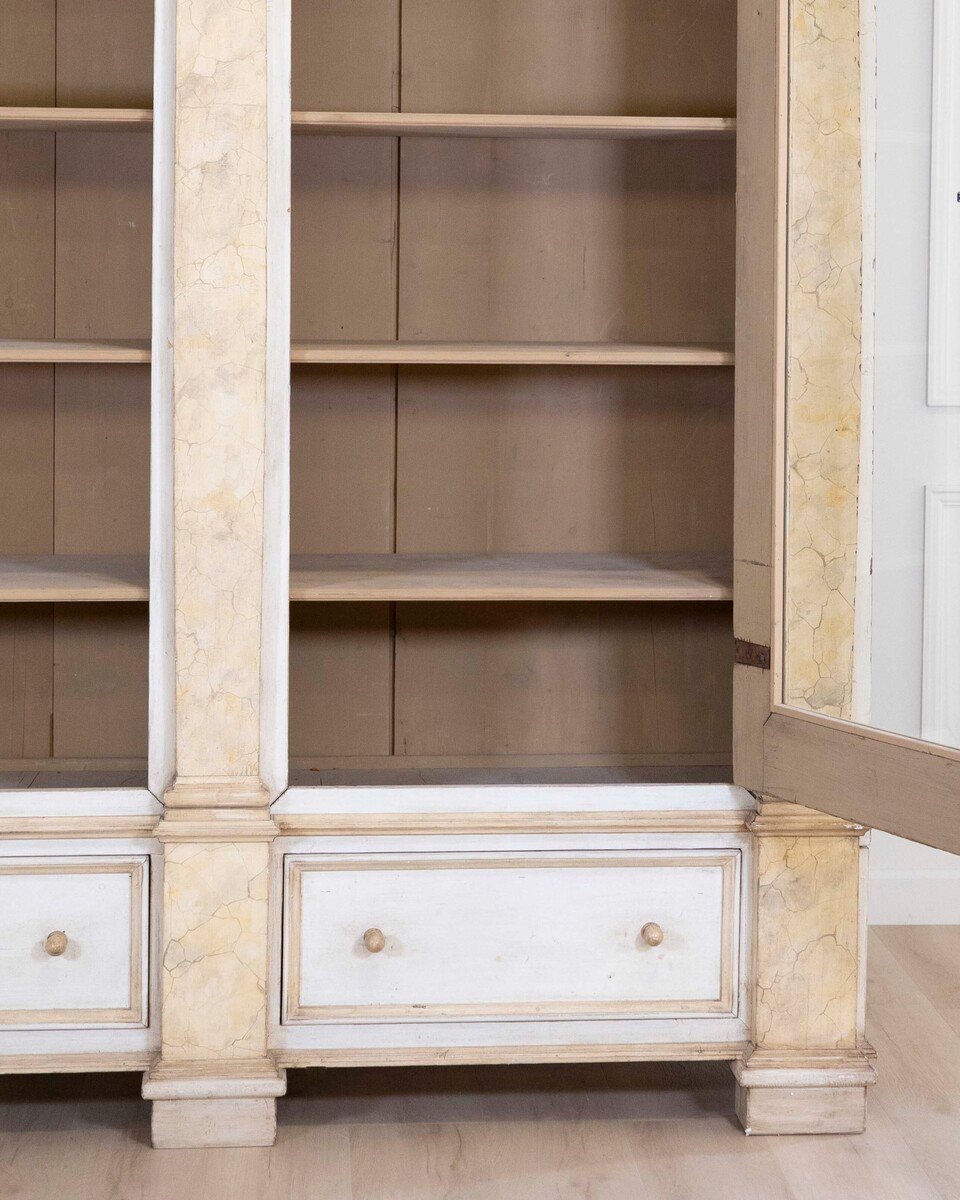 19th Century Empire-Style Lacquered Bookcase — Italian Grand Library - JAA