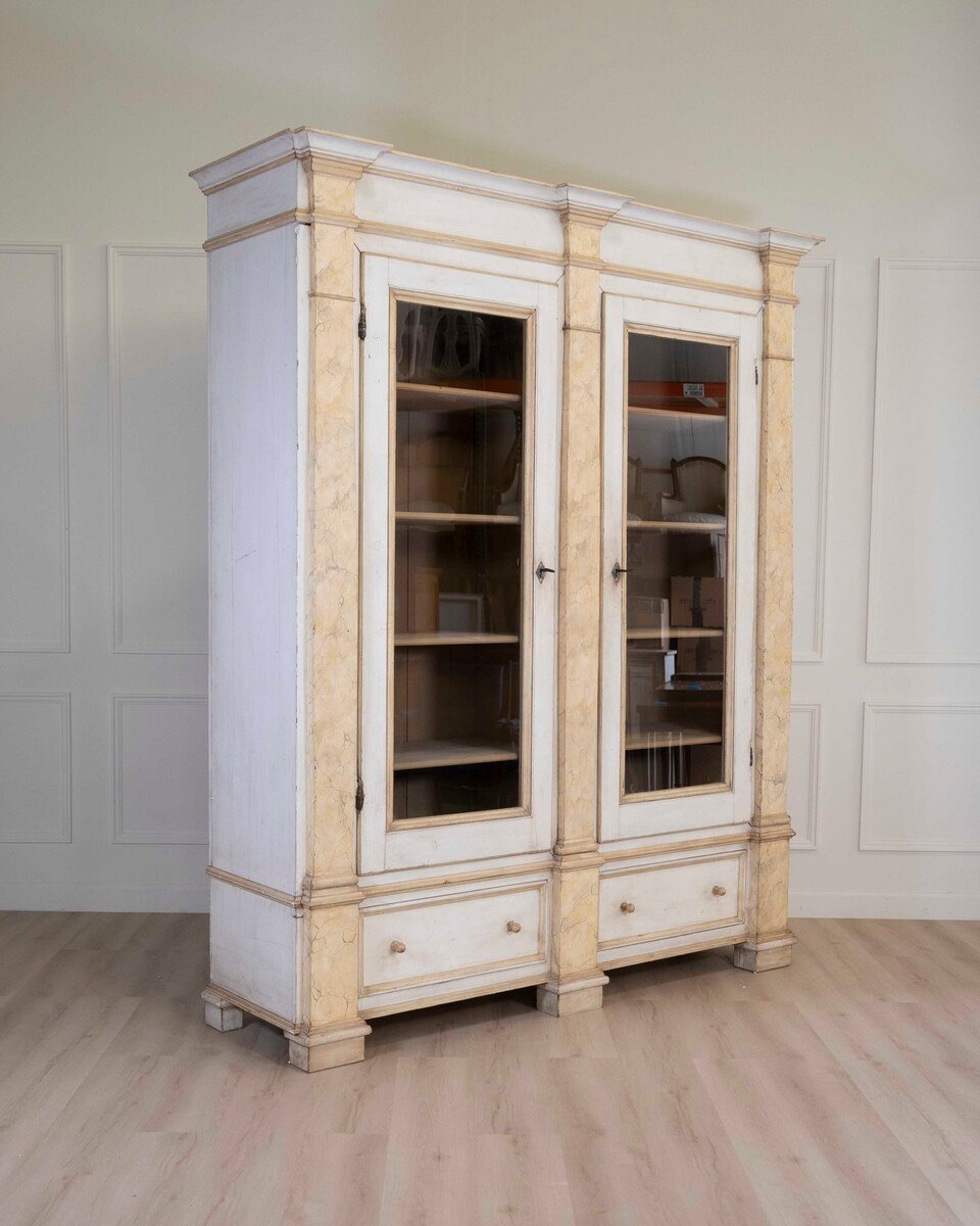 19th Century Empire-Style Lacquered Bookcase — Italian Grand Library - JAA