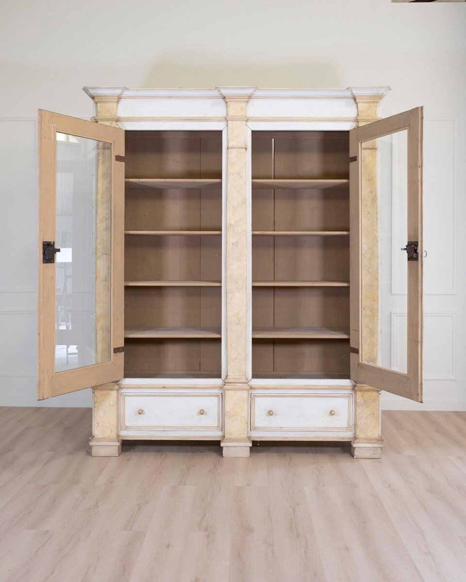 19th Century Empire-Style Lacquered Bookcase — Italian Grand Library - JAA