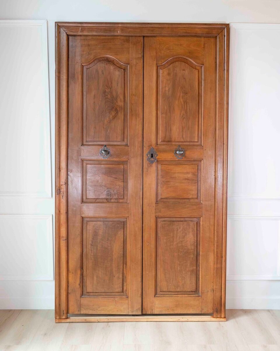 French 19th Century Double-sided Double-leaf Walnut Communication Door - JAA