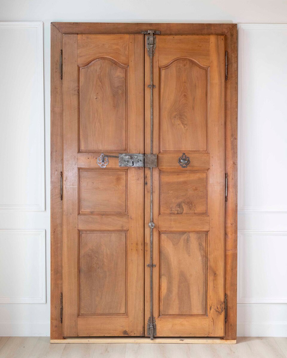 French 19th Century Double-sided Double-leaf Walnut Communication Door - JAA