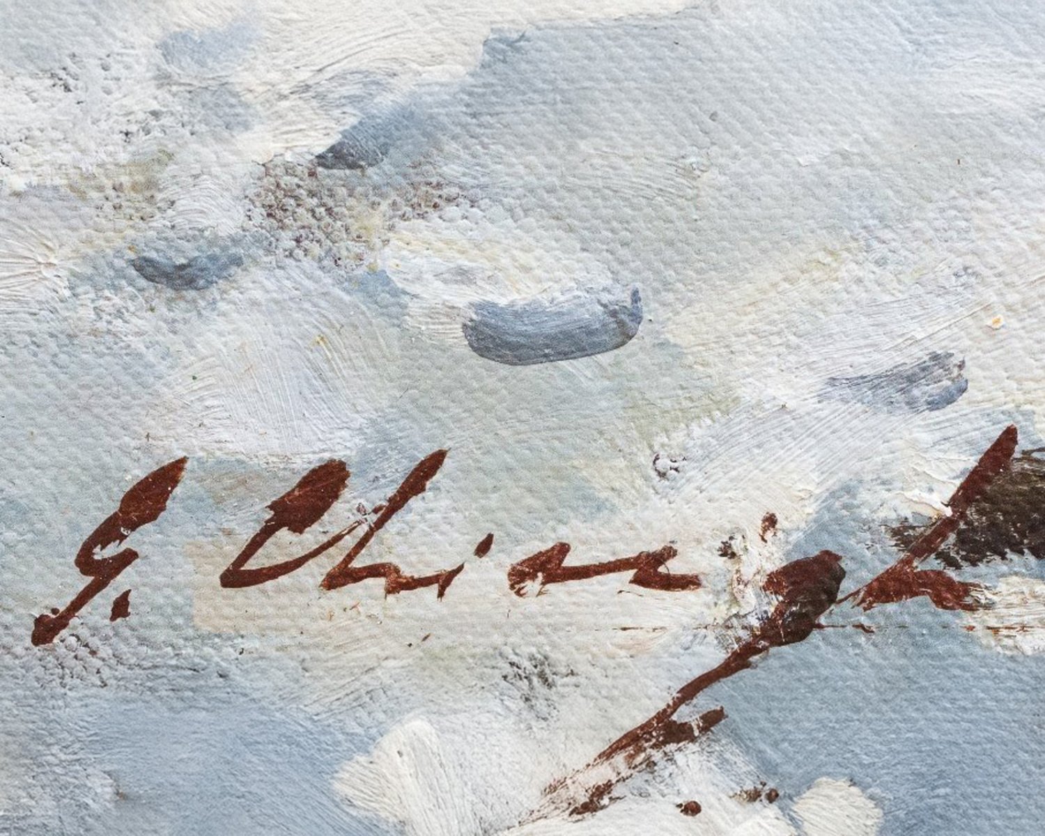 Chiacigh, “russian Landscape With Figures And Horses,” Oil On Canvas, Signed, Mid-20th - JAA