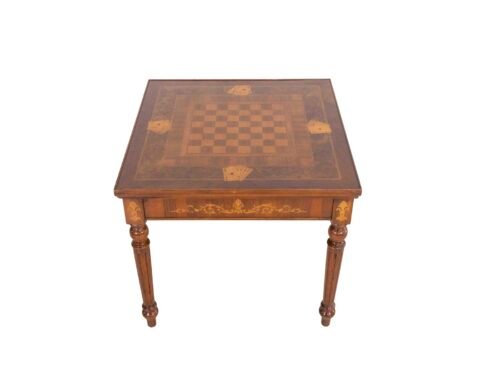Italian 19th Century Inlaid Double-Top Game Table with Chessboard and Roulette