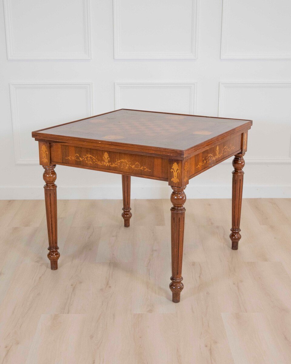 Italian 19th Century Inlaid Double-Top Game Table with Chessboard and Roulette - JAA