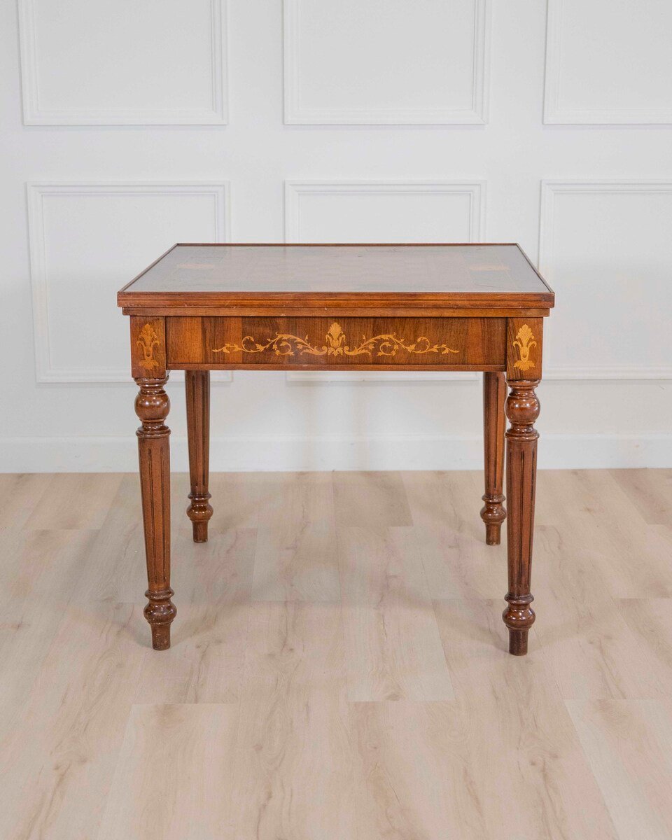 Italian 19th Century Inlaid Double-Top Game Table with Chessboard and Roulette - JAA